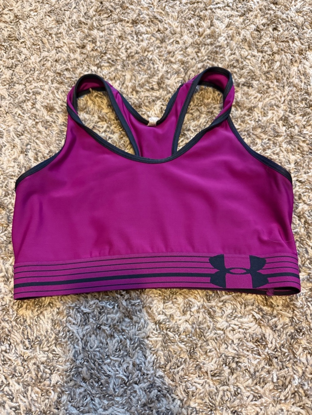 Under Armour Women's Fuchsia Racerback Sports Bra with Black Trim